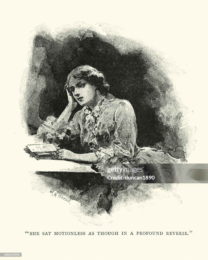 She Sat Motionless As Though In A Profound Reverie High-Res Vector ...