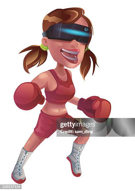 virtual reality games - excited computer stock illustrations