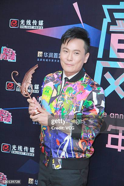 Singer Jeff Chang Shin-Che attends the 16th Top Chinese Music Annual Festival on April 9, 2016 in Shenzhen, Guangdong Province of China.