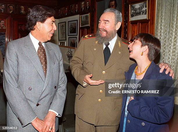 Cuban President Fidel Castro shown in file photo dated 02 December 1994 speaking with Democratic Revolutionary Party leader Cuauhtemoc Cardenas ,...