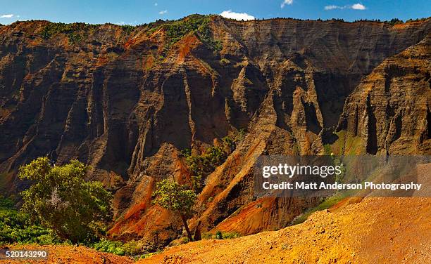 dramatic light on the waimea canyon ridges and spires. usa, hawaii, kauai, waimea canyon, landscape - waimea canyon state park stock pictures, royalty-free photos & images