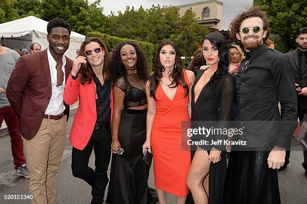 Tv personalities Dean Bart-Plange, Dione Mariani, CeeJai' Jenkins, Sabrina Kennedy, Kailah Casillas and Chris Hall attends the 2016 MTV Movie Awards...