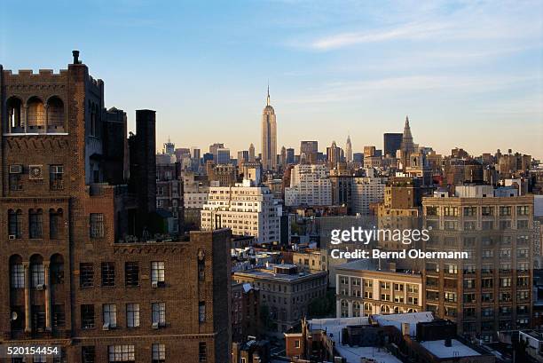 empire state building and new york skyline - new york skyline stock pictures, royalty-free photos & images