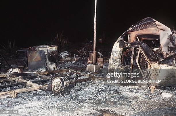 View dated 12 July 1978 of a burnt out camping cars of "Los Alfaques" campsite devastated at 03 pm 11 July 1978 by a propane gas explosion after a...