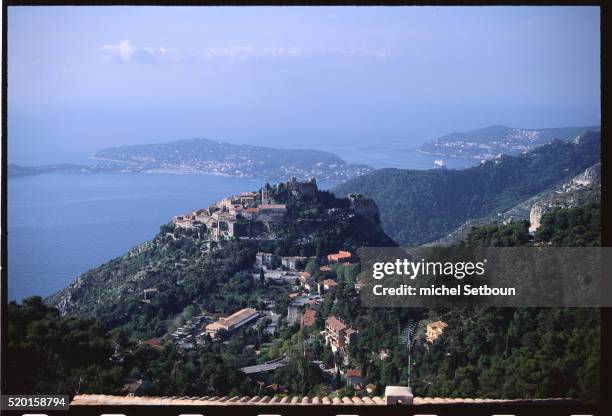 eze and st.-jean cap ferrat - eze village stock pictures, royalty-free photos & images