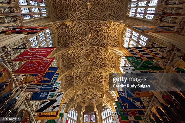 henry vii chapel at westminster abbey - medieval flag stock pictures, royalty-free photos & images