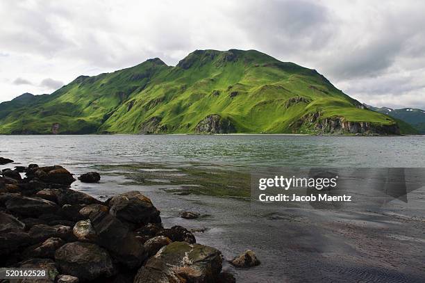 shoreline in the aleutian islands - bering sea stock pictures, royalty-free photos & images