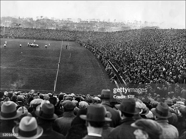 Picture dated 24 January 1931 of the crowd watching the Five Nations tournament match France vs Scotland at Murrayfield in Edinburgh.