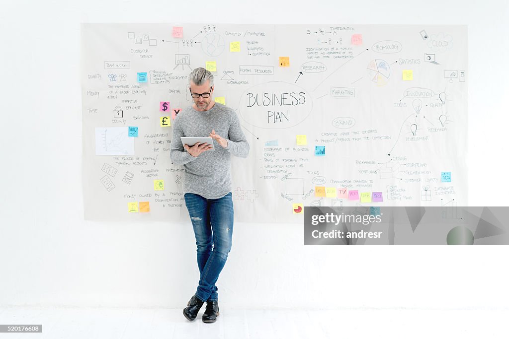 Creative business man making a business plan