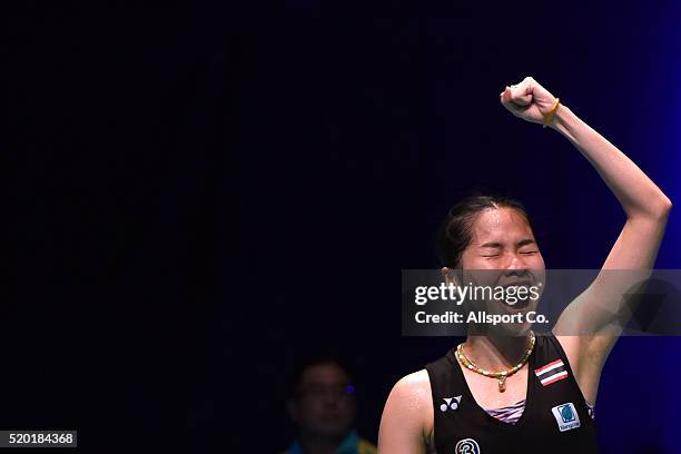 May Ratchanok Ratchanok Intanon of Thailand screams as she defeated Tai Tzu Ying of ...
