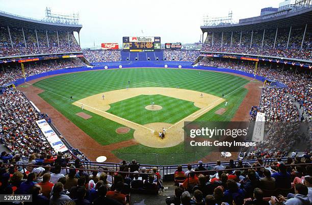 General view of Cleveland Municipal Stadium during a game on May 17, 1992 in Cleveland, Ohio.