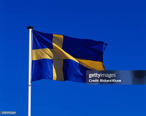 flag of the kingdom of sweden - swedish flag ストックフォトと画像