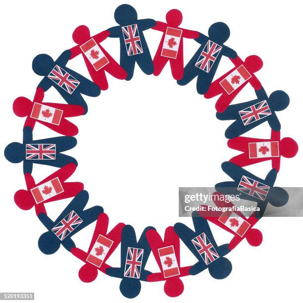 british and canadian boys circle - maple leaf white background stock illustrations