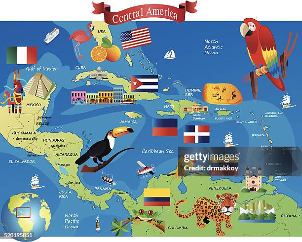 stockillustraties, clipart, cartoons en iconen met central america - caribbean sea