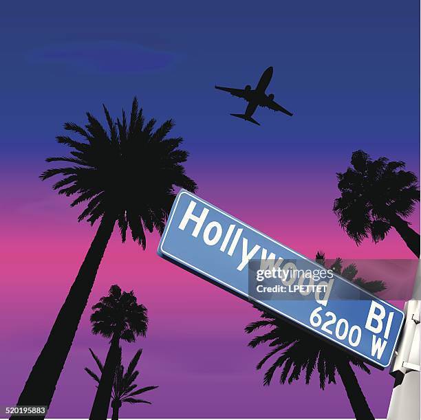 hollywood, kalifornien - hollywood schild stock-grafiken, -clipart, -cartoons und -symbole