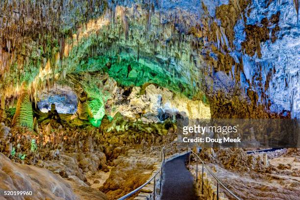 walkway leading into "the big room", carlsbad caverns, new mexico - carlsbad caverns national park stock pictures, royalty-free photos & images