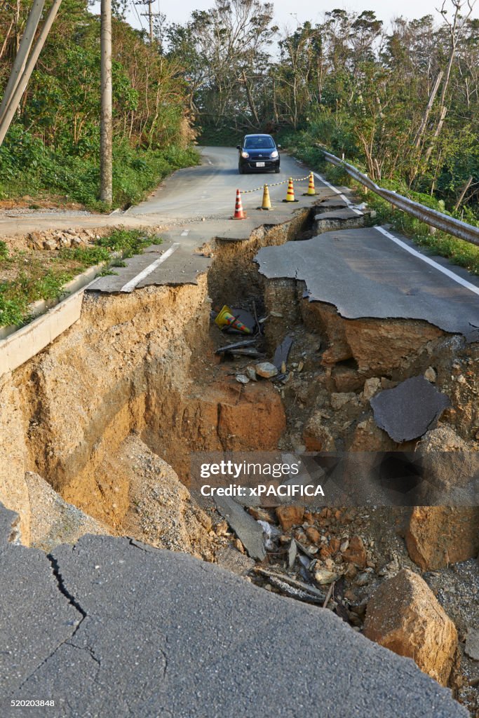 Landslide damage caused by typhoons in Okinawa