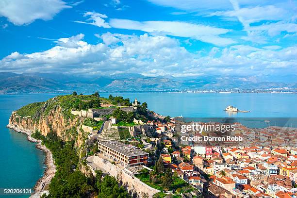 view of the old town, nafplio, argolis, greece - peloponeso imagens e fotografias de stock