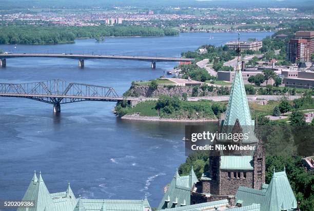 Ottawa River and Rooftops of Canadian Parliament