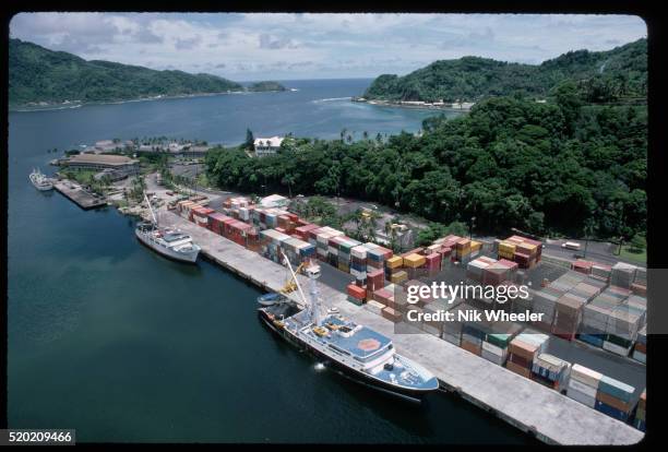 Aerial of Cargo Ships at Container Port