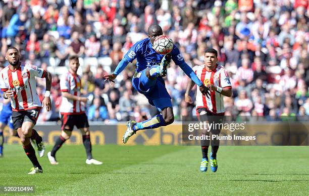 Golo Kante of Leicester City in action during the Premier League match between Sunderland and Leicester City at the Stadium of Light on April 10,...