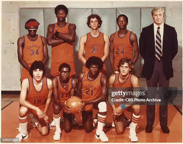 Cast members of the CBS television drama 'The White Shadow' Eric Kilpatrick ; Byron Stewart ; Ken Michelson ; Nathan Cook and Ken Howard . Front row,...