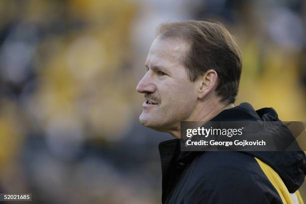 Head coach Bill Cowher of the Pittsburgh Steelers on the field prior to the AFC playoff game against the New York Jets at Heinz Field on January 15,...