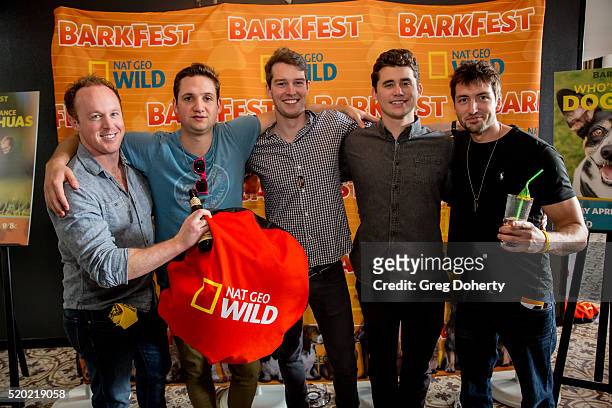 Joe Coffey, Alex Keeney, Will Heyburn, Will Phelps and Drew Shenfield attend the Barkfest at Palihouse Holloway on April 9, 2016 in West Hollywood,...