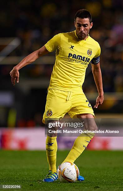 Bruno Soriano of Villarreal in action during the UEFA Europa League Quarter Final first leg match between Villarreal CF and Sparta Prague at El...