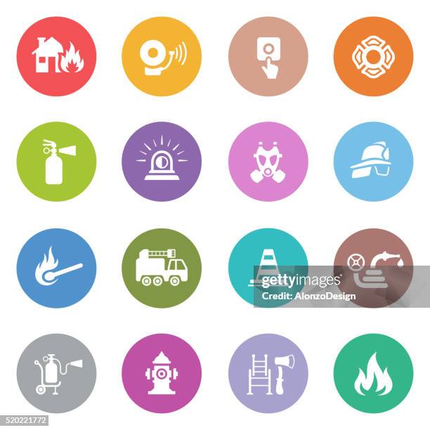 firefighter icons - panic button stock illustrations