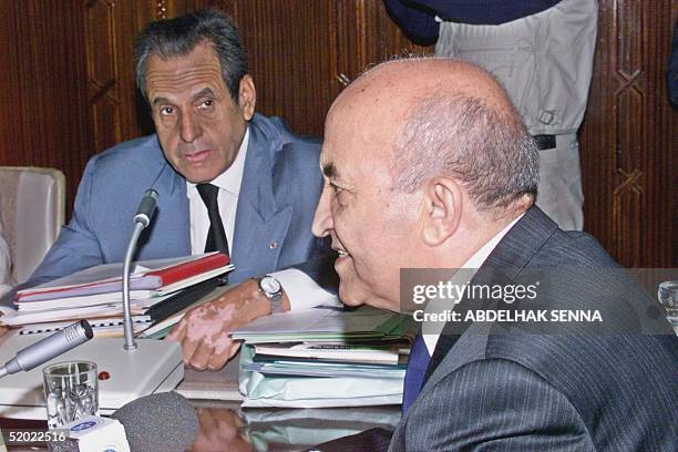 Moroccan Premier Abderrahmane Youssoufi presides over the first cabinet meeting under the reign of King Mohamed VI in Rabat, 29 July 1999, as the...
