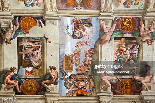 sistine chapel ceiling by michelangelo - sistine chapel stock pictures, royalty-free photos & images