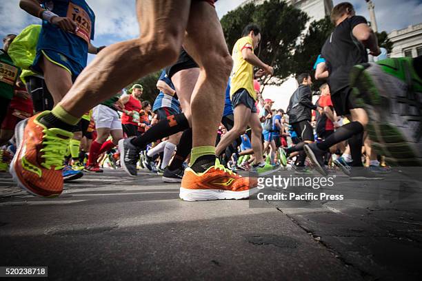 The 22nd Rome Marathon along with tens of thousands of citizens and tourists attending the Roma Fun Run 4 kilometers. The start and finish of the...