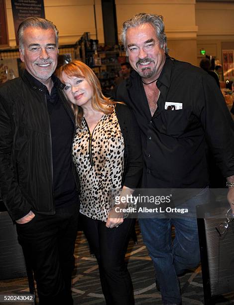 Actor Ian Buchanan, actress Andrea Evans and actor John Callahan at the The Hollywood Show held at Westin LAX Hotel on April 9, 2016 in Los Angeles,...