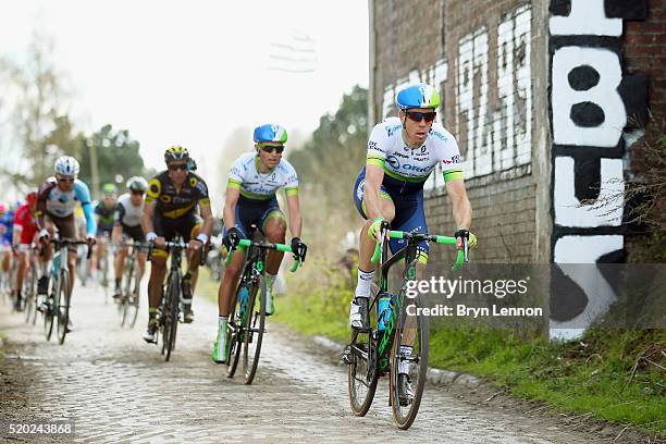 Race winner Mathew Hayman of Australia and Orica-GreenEDGE in action during the 2016 Paris- Roubaix from Compiegne to Roubaix on April 10, 2016 in...