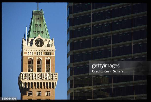 tribune tower and skyscraper - tribune tower stock pictures, royalty-free photos & images