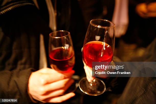 beaujolais nouveau party at wine bar - beaujolais nouveau stock pictures, royalty-free photos & images