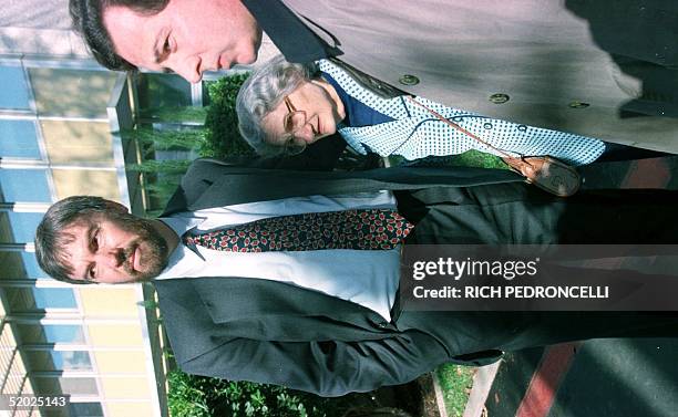 David Kaczynski , the brother of Unabomber suspect Ted Kaczynski, his mother Wanda and their attorney Anthony Bisceglie stand together after opening...