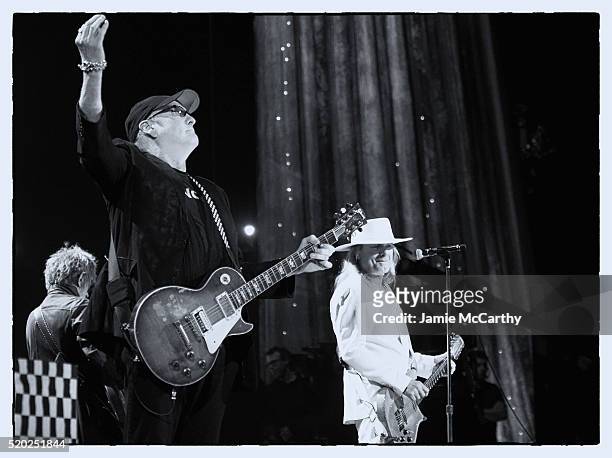Inductees Rick Nielsen and Robin Zander of Cheap Trick performs onstage at the 31st Annual Rock And Roll Hall Of Fame Induction Ceremony at Barclays...