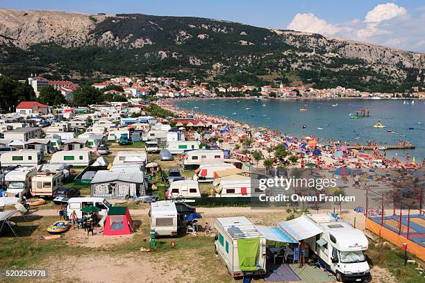 campground by beach in croatia - kroatien bildbanksfoton och bilder
