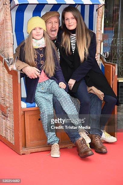 Reiner Schoene and his wife Anja Schoene with daughter Charlotte-Sophie Schoene attend the 'Rico, Oskar und der Diebstahlstein' Berlin Premiere on...