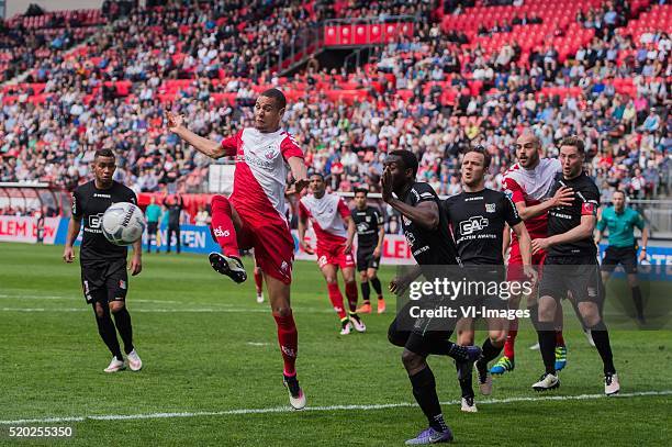 Gregor Breinburg of NEC Nijmegen, Ramon Leeuwin of FC Utrecht, Janio Bikel of NEC Nijmegen, Dario Dumic of NEC Nijmegen, Ruud Boymans of FC Utrecht ,...