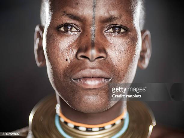 african tribal portrait - culturen stockfoto's en -beelden