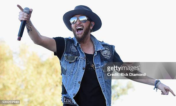 Singer/Songwriter Preston Burst of LOCASH performs at County Thunder Music Festivals Arizona - Day 3 on April 9, 2016 in Florence, Arizona.