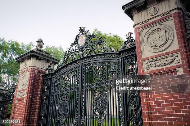 gate at entrance to brown university in providence, rhode island - brown university 個照片及圖片檔