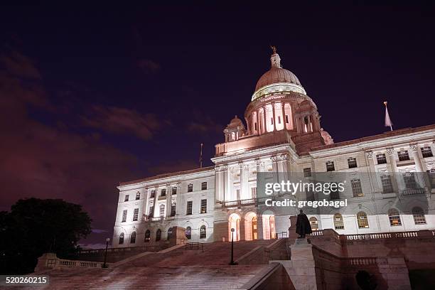 rhode island state capitol in providence, ri at night - rhode island state house stock pictures, royalty-free photos & images