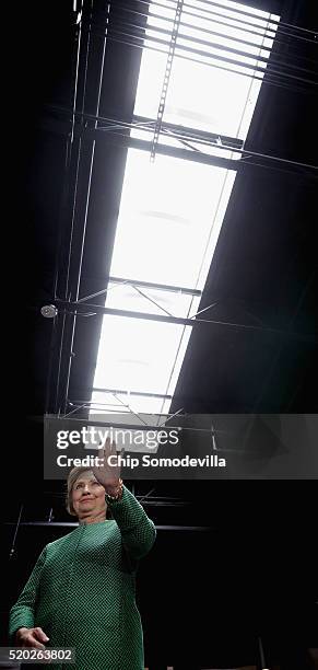 Democratic presidential candidate Hillary Clinton holds a campaign rally at City Garage April 10, 2016 in Baltimore, Maryland. Voters will head to...