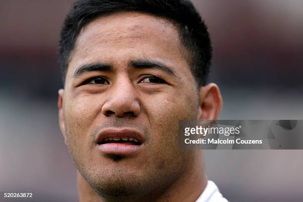 Manu Tuilagi of Leicester Tigers looks on following the European Rugby Champions Cup Quarter Final between Leicester Tigers and Stade Francais Paris...