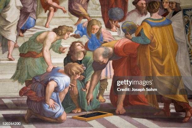 detail of the school of athens by raphael - raphael school of athens stock pictures, royalty-free photos & images