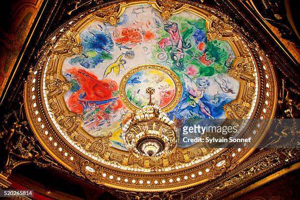 detail of ceiling in paris opera - marc chagall stock-fotos und bilder